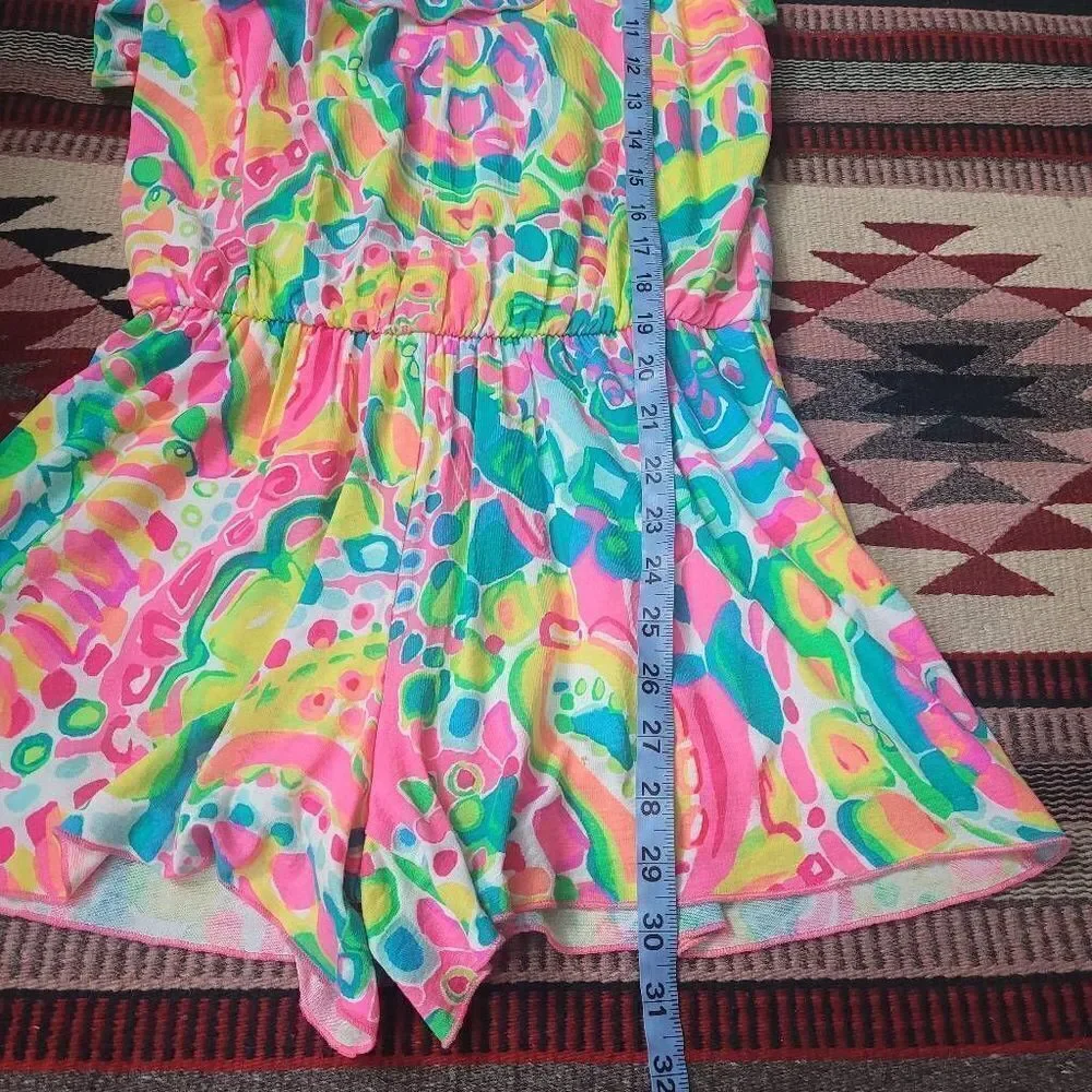 Lilly Pulitzer Fenella Ruffle Romper Sz XS Multi Come‎ Out Of Your Shell Summer